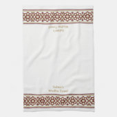 Red Gold Star Flower Border White Customized Wudhu Theedoek (Verticaal)