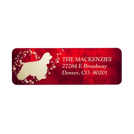 Red Gold Star Swirl American Cocker Spaniel Etiket (Voorkant)