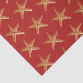 Red Gold Starfish Kuststrand kerstfeestdag Tissuepapier (Detail)