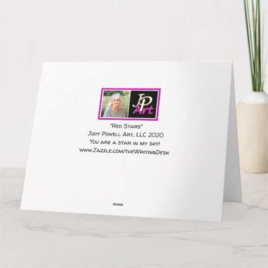 Red Gold Stars Jouw naam Happy Birthday Kaart (Achterkant)