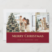 Red Gold Stars Kerstmis Feestdagenkaart (Voorkant)