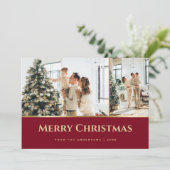 Red Gold Stars Kerstmis Feestdagenkaart (Staand voorkant)