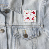 Red Gold Stars Patroon Vierkante Button 5,1 Cm (In situ)