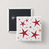Red Gold Stars Patroon Vierkante Button 5,1 Cm (Voorkant /achterkant)