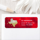 Red Gold Stars Texas Return-adres Etiket (Insitu)