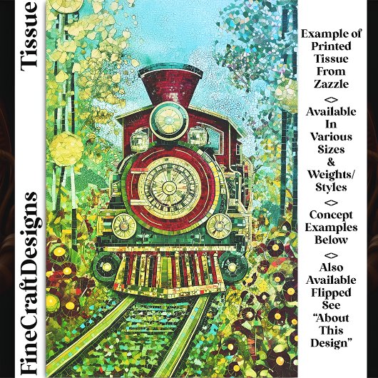 Red Gold Stoomtrein, Mozaïek Tegels DH2LF Decoupag Tissuepapier