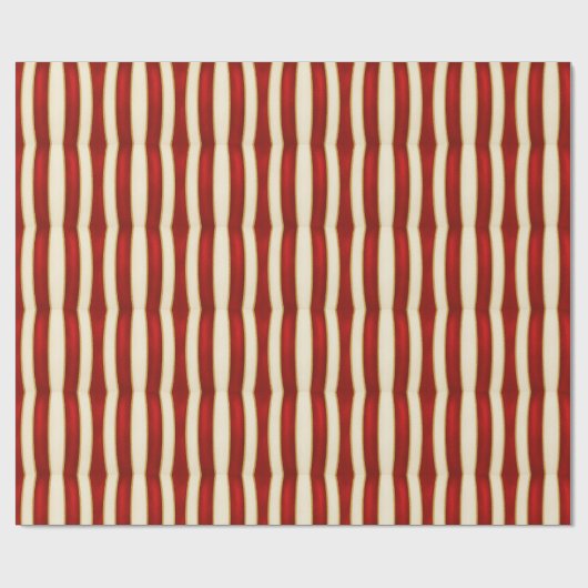 Red Gold Stripe Pattern – Modern Christmas Cadeaupapier (Vlak)