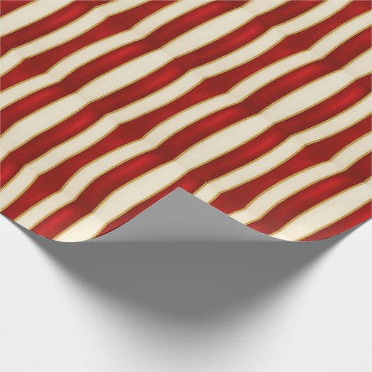 Red Gold Stripe Pattern – Modern Christmas Cadeaupapier (Hoek)