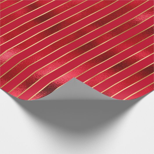 Red/Gold Striped Cadeaupapier (Hoek)