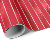 Red/Gold Striped Cadeaupapier (Rol Hoek)