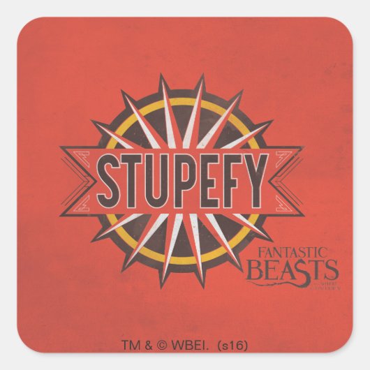 Red & Gold Stupefy Spell Graphic Vierkante Sticker (Voorkant)