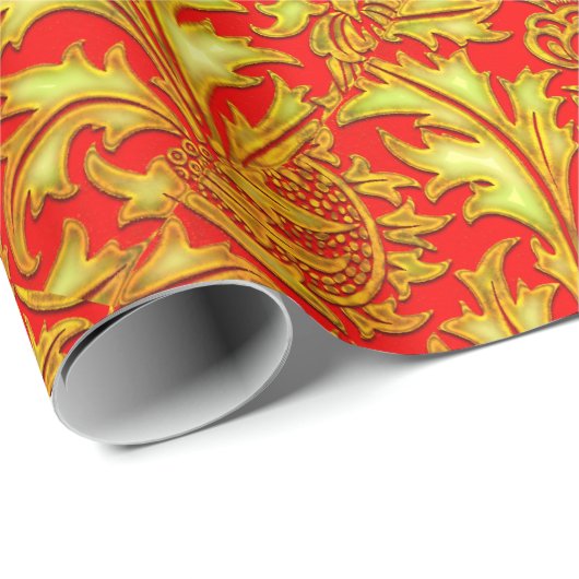 Red Gold Thistle Cadeaupapier (Rol Hoek)