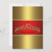 Red Gold Tiara Sweet Sixteen Party Uitnodiging (Voorkant)