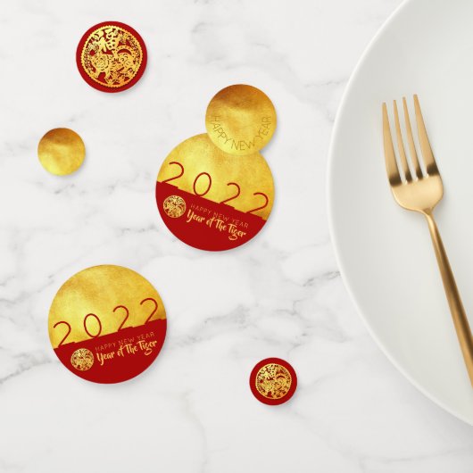 Red Gold Tiger papercut 2022 Golden Party Confetti (Groep)