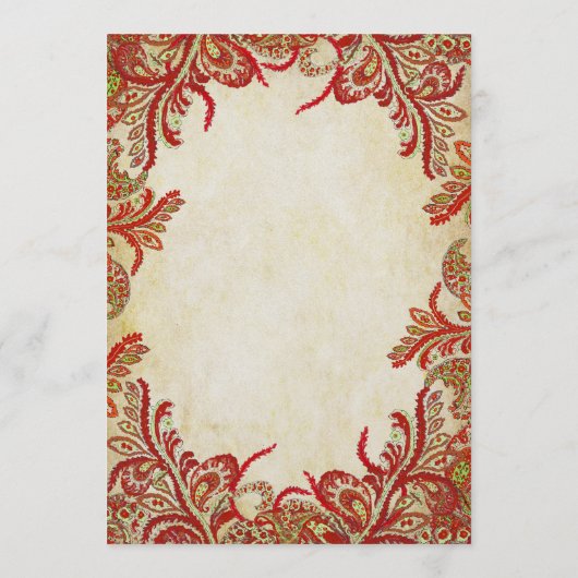 Red Gold Touch van Green Peacock Paisley Menu (Achterkant)