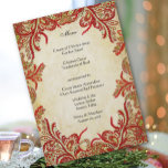 Red Gold Touch van Green Peacock Paisley Menu<br><div class="desc">Elegant  Paisley Peacock Feather-ish Aesthetic Wedding Tangerine Tango en Luscious Limoen  Peacock Feather Mehndi Indian Aesthetic Paisley Weddings of Roaring 20's Gatsby Aesthetic Wedding or Medieval Renaissance Wedding.</div>