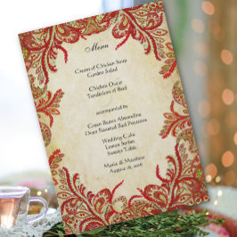  Red Gold Touch van Green Peacock Paisley Menu