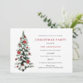 Red Gold Traditional Tree-kerstfeest Invitat Kaart (Staand voorkant)