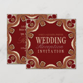 Red+Gold Tribal Royal Alternative Wedding Invitati Kaart (Voorkant / Achterkant)