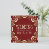 Red+Gold Tribal Royal Alternative Wedding Invitati Kaart (Staand voorkant)