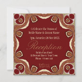Red+Gold Tribal Royal Alternative Wedding Invitati Kaart (Achterkant)