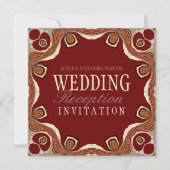 Red+Gold Tribal Royal Alternative Wedding Invitati Kaart (Voorkant)