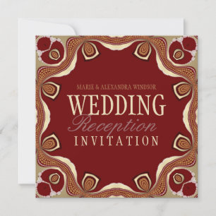 Red+Gold Tribal Royal Alternative Wedding Invitati Kaart