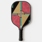 Red, Gold, Turquoise Cyberpunk Art Deco Design Pickleball Paddle (Achterkant)