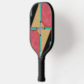 Red, Gold, Turquoise Cyberpunk Art Deco Design Pickleball Paddle (Links)