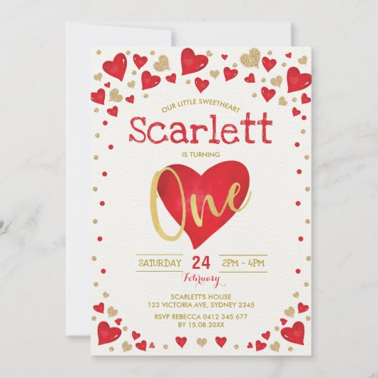 Red Gold Valentijns Lieverd op 1 dag Kaart (Voorkant)