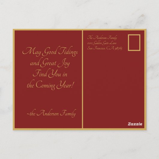 Red Gold Victoriaans kerstengel Briefkaart (Achterkant)