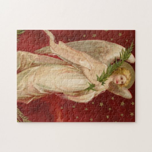 Red Gold Victoriaans kerstengel Legpuzzel (Horizontaal)