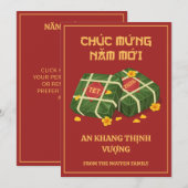 Red & Gold Vietnamese Tet 2026 Banh Chung Feestdagenkaart (Voorkant / Achterkant)