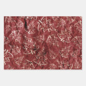 Red Gold Vintage kerstbomen Joy Leaves Inpakpapier Vel (Voorkant)