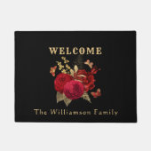  Red Gold Waterverf Roos Butterfly Welkom Deurmat (Voorkant)