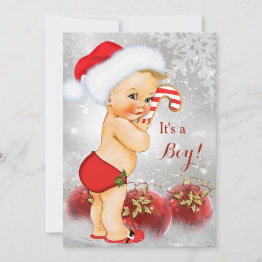 Red Gold White Baby shower Boy Blonde Kaart (Voorkant)
