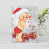 Red Gold White Baby shower Boy Blonde Kaart (Staand voorkant)