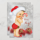 Red Gold White Baby shower Boy Brunette Kaart (Voorkant / Achterkant)