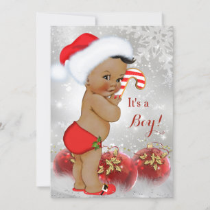 Red Gold White Baby shower Boy Ethnic Kaart