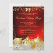 Red Gold White Bauble-kerstfeestdag Kaart (Voorkant)