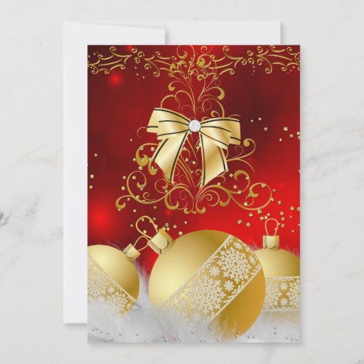 Red Gold White Bauble-kerstfeestdag Kaart (Achterkant)