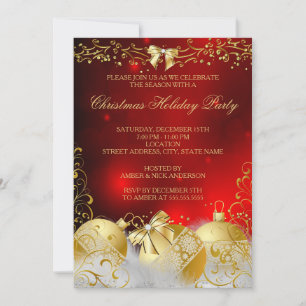 Red Gold White Bauble-kerstfeestdag Kaart