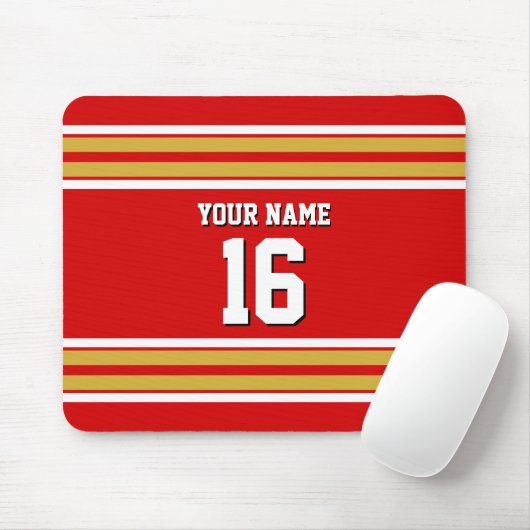 Red Gold White Team Jersey Muismat (Met muis)