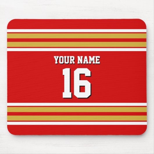 Red Gold White Team Jersey Muismat (Voorkant)