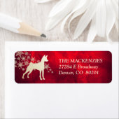 Red Gold Winter Basenji Return-adres Etiket (Insitu)