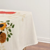 Red Gold Winter Birds Holly Berry Branches Tafelkleed (Voorbeeld)