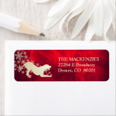 Red Gold Winter Dalmatian Return Address Etiket (Insitu)