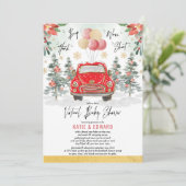 Red Gold Winter Holiday Virtual Baby shower Kaart (Staand voorkant)