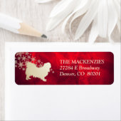 Red Gold Winter Pekingese Return Address Etiket (Insitu)