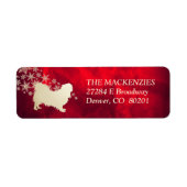Red Gold Winter Pekingese Return Address Etiket (Voorkant)